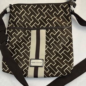 Tommy Hilfiger Black and Cream Crossbody Bag